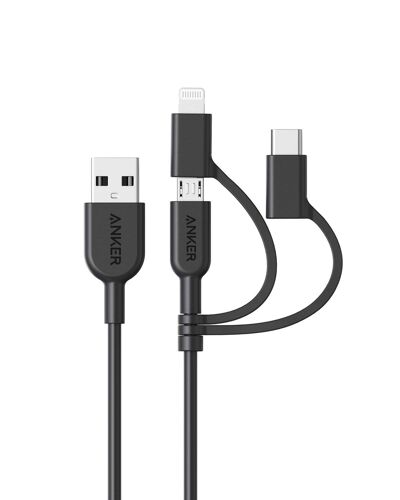 Cable iphone, II Câble 3-en-1 de 90cm, Cable USB C/Lightning/Micro USB pour iPhone, iPad, Huawei, HTC, LG, Samsung Galaxy, Sony Xperia, Android Smartphones, etc