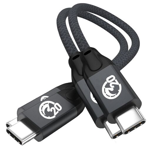 Câble USB C vers USB C 100W 0.2M (lot de 2), PD 5A Charge Rapide Câble USB 3.2 Gen 2X2 20Gbps Data Sync Vidéo 4K 60Hz Type C Nylon Tressé, pour iPhone 16 15 MacBook iPad Pro Air Galaxy S25