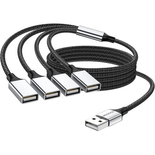 TRAHOO-Câble Splitter 4 en 1 USB, Adaptateur de Division d'Alimentation pour Le Chargement de l'Adaptateur