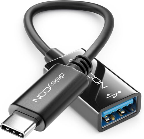 JGD-USB-C vers USB-A Câble Adaptateur 3.0 OTG - Compatible avec Ordinateur Portable PC Smartphone Téléphone Portable iPhone 17 16 15 S25 S24 S23 MacBook iPad Mini iMac - 17cm