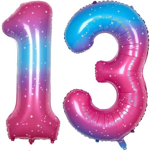 40 Pouces Foil Ballons Chiffre 13/31 Rose-Bleu (101Cm), Gonflable Hélium Ou Air, Géant Numéro 0-9, 10-29, 30-100, Grand Ballon Pour Mariage, Décoration De Fête D'Anniversaire