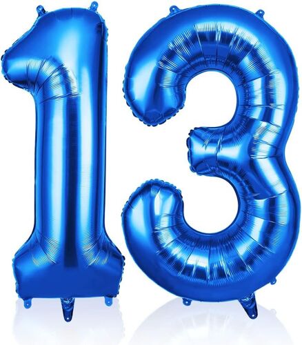 ChicSlick-Ballon Chiffre 13 Bleu | Anniversaire 101Cm | Numéro De Ballon | Décoratif D'Hélium | Decoration Fête Vacances Ans[X102]