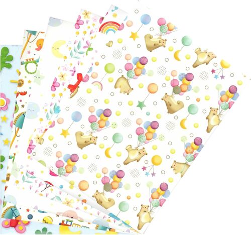 Papier D'emballage Cadeau Set 6 Feuilles Taille Xxl 90 X 65 Cm Emballage Sans Plastique (Bébé)