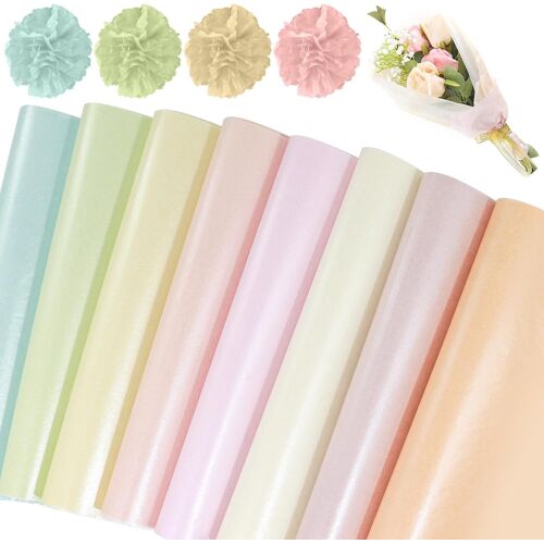 Mevronisshop-160 Feuilles Papier De Soie Coloré, 21x30cm, 8 Couleurs Pour Mariage, Fleurs En Papier, Pompon, Artisanat Bricolage