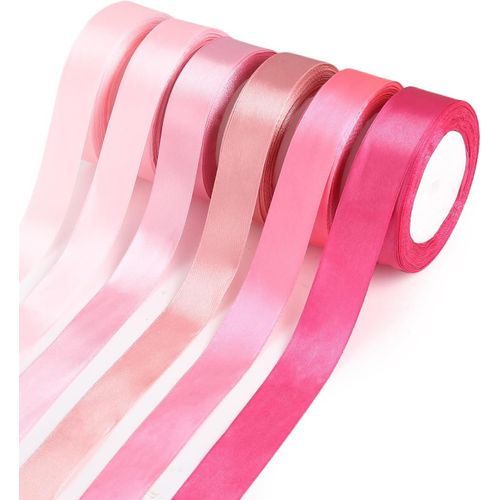 Ruban De Satin 6 Couleurs 25 Mm X 22 M De Large - Ruban Cadeau Pour Bricolage, Artisanat, Emballage Cadeau, N?uds, Décoration De Mariage, Arche De Voiture, Cérémonie D'ouverture