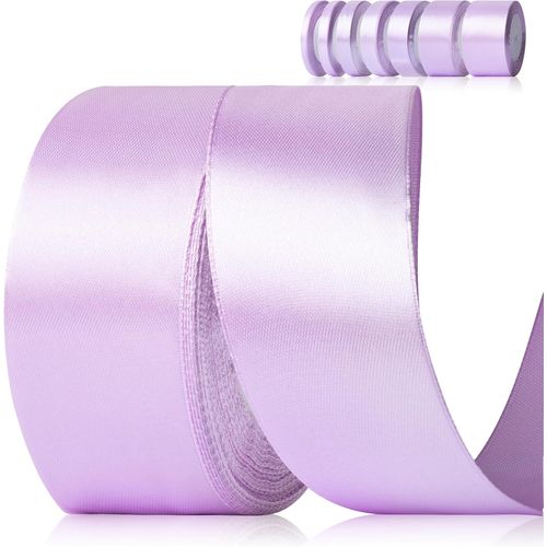 Ruban De Satin Violet 40 Mm X 22 M - Ruban Cadeau De Mariage - En Polyester - Pour Travaux Manuels, Décoration, Emballage Cadeau, Anniversaire, Bricolage