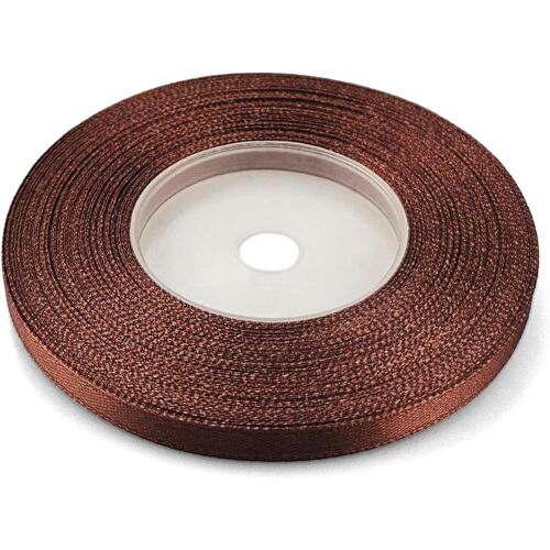 1 Ruban De Satin De 6 Mm X 32 M - Couleur Marron - Ruban Décoratif En Tissu - Pour Travaux Manuels, Décoration De Mariage, Emballage Cadeau