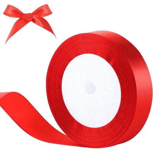 22m*2cm Ruban Rouge Satin, Ruban Cadeau Emballage Pour Emballage Cadeau Décoration Mariage Anniversaire Fête Des Mères Pâque