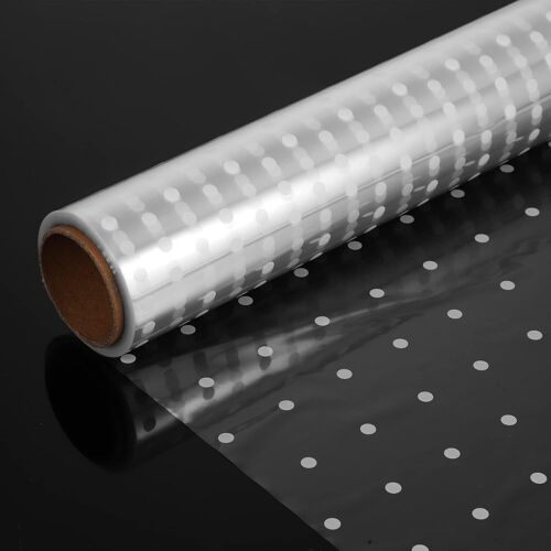 Rouleau Papier Transparent Fleuriste, 40cm X 30m Papier Cellophane Papier Transparent Emballage À Pois Pour Cadeaux Paniers Fleurs Artisanat