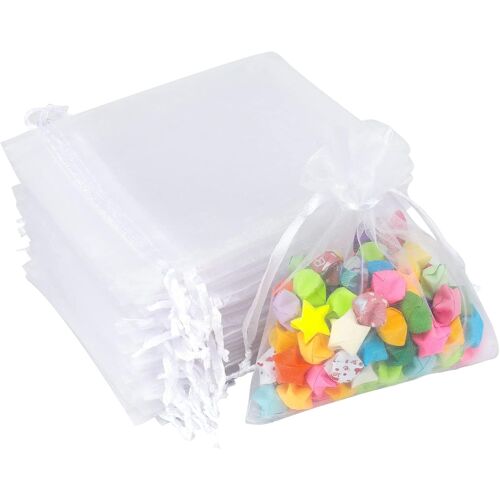 50pcs Sacs Organza,Sachets Pochettes Cadeau En Organza Sac À Bijoux,Sachets Pour Lavande Pour Bijoux Cadeaux Bonbons Marriage-10x12cm Blanc