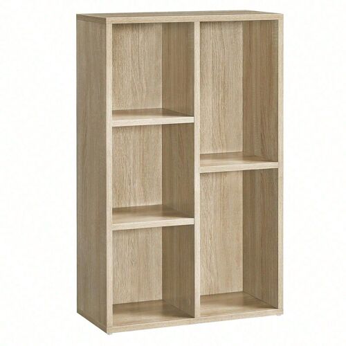 Bibliothèque, Étagère à 5 Niveaux, Meuble de rangement, pour salon, Bureau, Chambre, Cloison Séparateur, 50 x 24 x 80 cm, Boisée