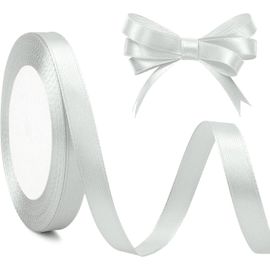 Ruban Argenté Gris 10mm X 25 Yards - Satin Cadeau Maitresse D'école Fin D'année - Soie Rouleau Pour Papier Anniversaire, Tissu Fête, Gâteaux, L'artisanat De Décoration