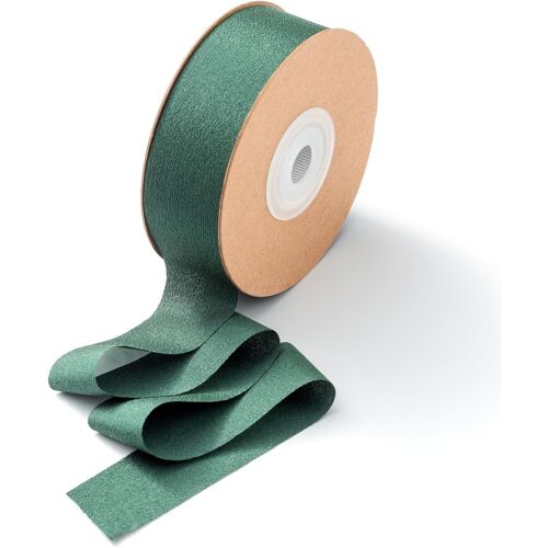 Kal-Ruban Décoratif En Soie - 25 Mm - Vert Foncé - Large - Ruban Cadeau - Vert Naturel - Pour Mariage