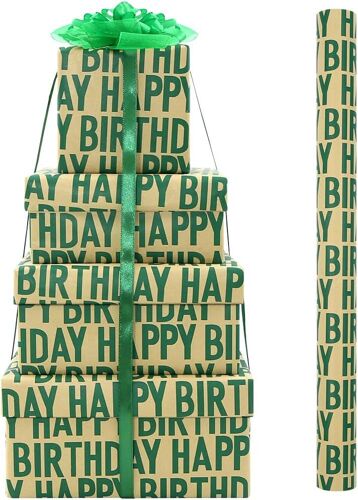 Rouleau De Papier Cadeau D'anniversaire Pour Garçons Filles Enfants,Papier Cadeau Vert Happy Birthday - 1 Mini Rouleau De 43x300cm Par Rouleau,Emballage Cadeau Pour Anniversaire,Fête,Baby Shower