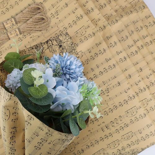 Papier D'emballage, 20 Pièces Feuilles D'emballage, Feuilles Papier Cadeau Recyclé Avec Ficelle, Peut Être Utilisé Pour Emballer Des Fleurs, Des Livres, Des Cadeaux