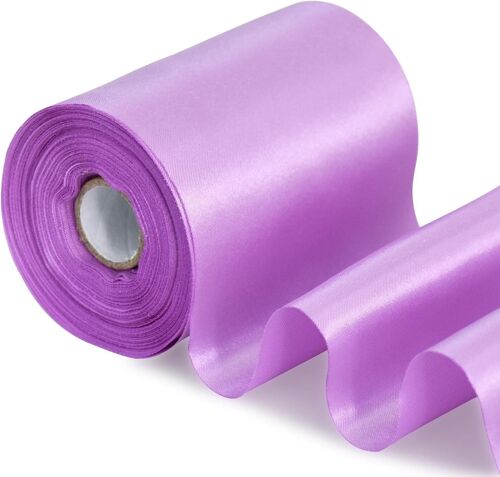 10cm X 20m Violet Pourpre Ruban De Satin, Solide Ruban Tissu Décoration Pour Mariage/Fete/Artisanat/Ouverture Du Ruban De Cisaillement/Valentin/Décoration Intérieure Et Extérieure