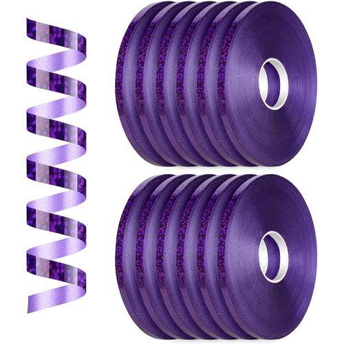 Ruban Cadeau-12 Rouleaux Brillant Ruban De Ballon-5mm 50m Ruban Décoratif Cadeau Pour Fêtes Artisanat Et Emballage Ballon Mariage Anniversaire Et Noël(Laser Violet)