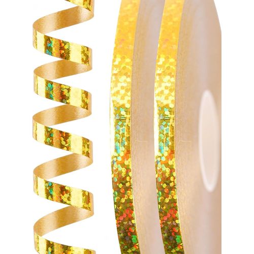 Ruban Laser Doré,120 Mètres/ 131 Yard Anneau Brillant Ballon Décoration Pour Ballon Caps Emballage Cadeau Artisanat (2 Rouleaux,60m/Roll)