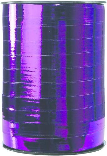 Une Bobine De Ruban Bolduc Métallisé - 250mx7mm - Violet - Ruban Décoratif Cadeau, Diy, Emballage Cadeau