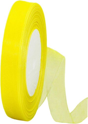 15mm Jaune Citron Ruban En Mousseline De Soie Transparente Pour Emballage Cadeau,45m Organza Tissu Rubans Décoration Cadeau Noel Anniversaire Bouquet Mariée Mariage Décoration & Bricolage Diy