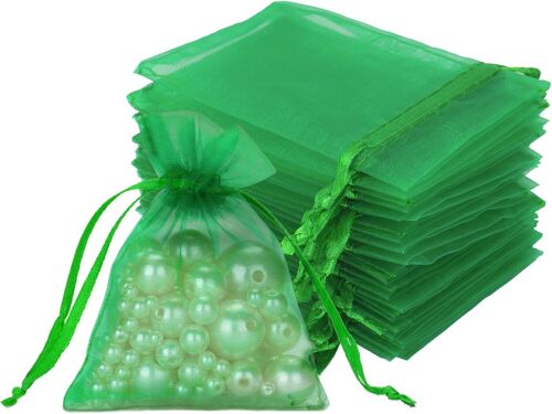 Sacs En Organza Petits Sacs En Organza Vert De Mariage 7 * 9cm, Paquet De 50 Sacs De Protection De Jardin Avec Cordon De Serrage, Sacs À Bijoux Cadeaux De Bonbons