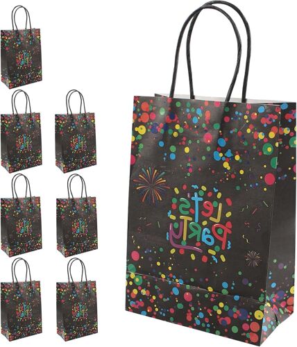 8 Sachet Cadeaux Avec Poignée, 15 X 8 X 21 Cm Sacs En Papier De Couleur Fluorescente, Léger Sacs Cadeaux Fête, Sacs Cadeaux Fluorescents Pour Anniversaires & Fêtes Décorations