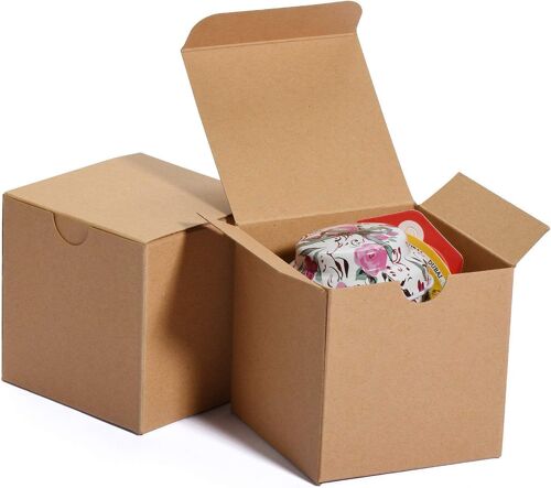 50pcs Boîte De Kraft Boîtes À Cadeaux En Papier Avec Couvercles Pour Cadeaux, Artisanat, Coffret Cadeau, Boîte-Cadeau Pour Garçons D'honneur Et Demoiselle D'honneur 7.6x7.6x7.6cm (Brun)