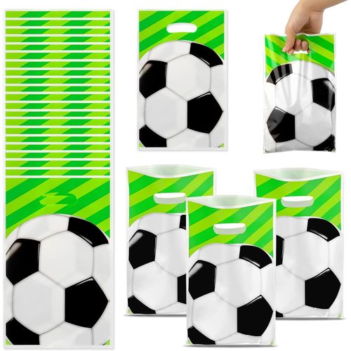 30 Pièces Sachet Bonbons Anniversaire Football, Sacs De Fête De Football En Plastique Pour Enfants, Sachet Bonbons Foot, Sacs De Faveur De Fête De Foot, Sac Fête Football Pour Biscuits Noix Bonbons
