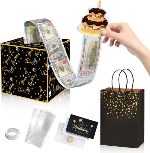 1 Ensemble Boite Surprise Cadeau Surprise Boite Cadeau Anniversaire Boite Cadeau Pour Billet Happy Birthday Day Money Box Amusante Caisse Argent Pour Surprise Avec Sac Cadeau Carte Voeux