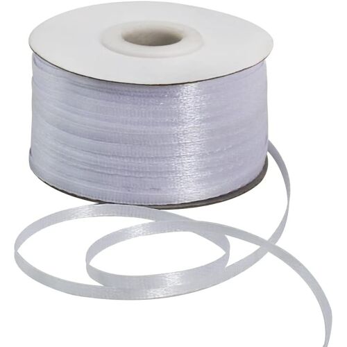 Ruban De Satin Blanc Fin Et Solide De 3mm X 180 M - Bobine Géante Double Face En Polyester Tissé - Pour Travaux Manuels, Étiquettes À Suspendre, Invitation, Emballage Cadeau, Décoration De Fête