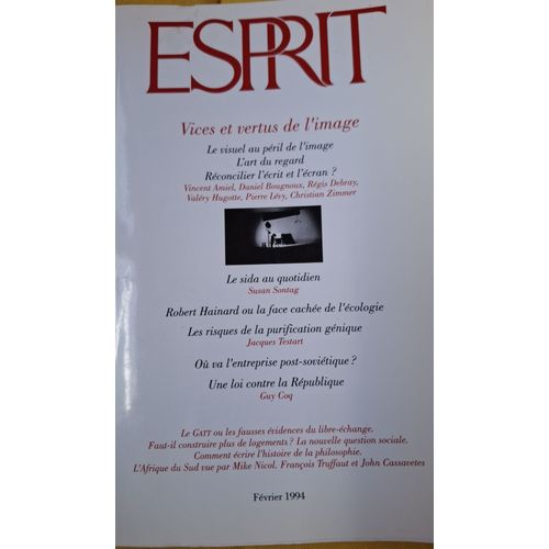 Esprit Fév 1994 .Vices Et Vertus De L'Image