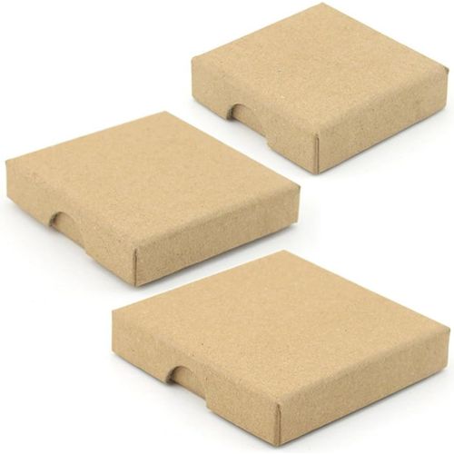 Tianyi-Boîte Kraft 3 Pièces À Décorer - Petit Carton Marron Rectangulaire Pour Cadeau - 6x6cm, 7x7cm, 8x8cm