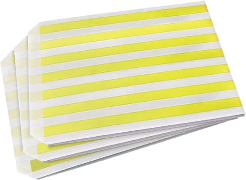 Lot De 100 Sachets En Papier À Rayures Jaunes Pour Confiseries Et Dragées De Mariage (12,7 X 17,8 Cm)