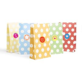 24 Sacs Cadeaux en Papier Kraft, Sacs en Papier Colorés, Recyclable avec Autocollants, Sac Idéal pour les Calendriers de l'Avent DIY ou les cadeaux de Noël