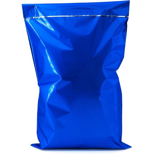 Sacs Cadeaux Métallisées Patiné Auto-Adhésifs, 50 Pièces, Bleu, 15x23+4 Cm