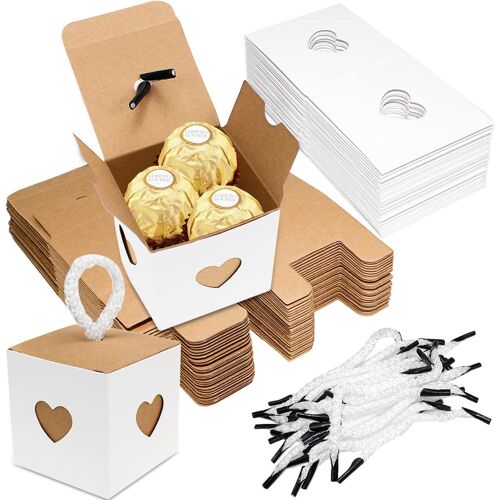 Boites Cadeaux Kraft Boite Papier Kraft Bonbons D'emballage Cadeau 30 Pcs Petits Coffrets Cadeaux Carrés Pour Les Mariages Les Fêtes Les Bonbons Les Collations