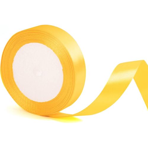 Ruban En Satin Jaune Doré De 20 Mm De Large Pour Emballage Cadeau Halloween Pour Cadeaux,Gâteaux,N?Uds Pour Cheveux,Bouquet,Travaux Manuels,Mariage,Décoration De Voiture