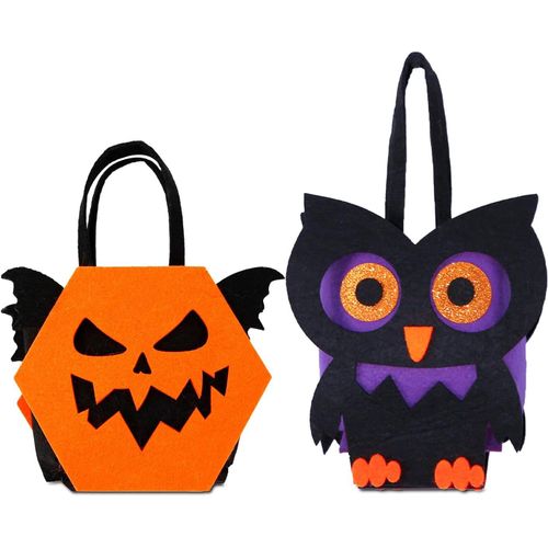 2pcs Halloween Sacs À Bonbons Portables Sacs Cadeaux Paniers En Feutre Sac Hibou Emballage Cadeau Accessoire Décoration Halloween