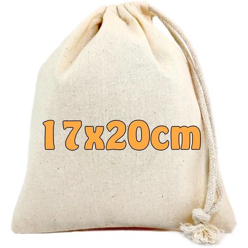 GJHGF-Lot de 10 sacs en coton | 17 x 20 cm | Sac en tissu avec cordon de serrage | Sac à déjeuner | Sac cosmétique | Sac à bijoux | Sac à cordon