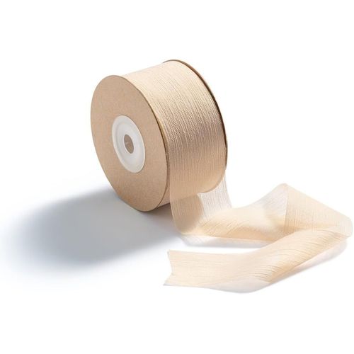 Ruban Décoratif Vintage En Mousseline De Soie - 38 Mm X 22,8 M - Pour Emballage Cadeau,Artisanat,Noël,Décoration De Fête