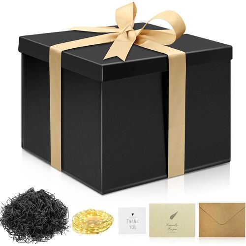 Boite Cadeau Avec Couvercle 23 X 23 X 18 Cm Anniversaire Boîte Cadeau Vide Boîtes Cadeaux Avec Couvercle Magnétique Et Ruban Pour Mariage, Anniversaire, Emballage De Cadeaux Et De Saint-Valentin
