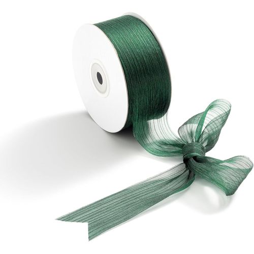 Ruban En Mousseline De Soie Vert Vert Foncé Pour Emballages Cadeaux,Très Adapté Pour Les Mariages,Les Fêtes,Les N?uds De Cheveux,38 Mm X 23 M