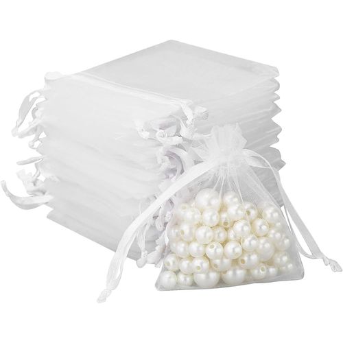 50 Sachet Organza 7x9cm, Blanc Pochette Cadeau Noel Pochon Pochette Bijoux Sachet Bonbon Petit Sachet Transparent Sac Organza Sachets Pochon Bijoux Sachet Lavande Pour Fête De Noël Anniversaire
