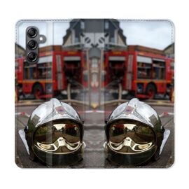 Housse Cuir Portefeuille Pour Samsung Galaxy S24 Plus Pompier Casque Camion