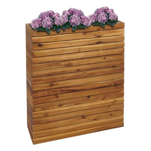 Jardinière Hwc-L21, Bac À Plantes Surélevé Pot De Fleurs, Carré 77x63x23cm Outdoor Acacia Bois Certifié Mvg, Brun