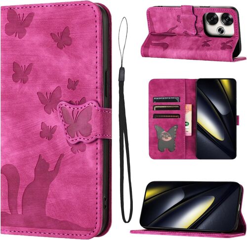 KAL-Housse Protection Compatible Avec Blackview Wave 6C 6.52 Pouces Matériau En Cuir Pu Coque Blackview Wave 6C Avec Fentes Pour Cartes Blackview Wave 6C Coque Rose