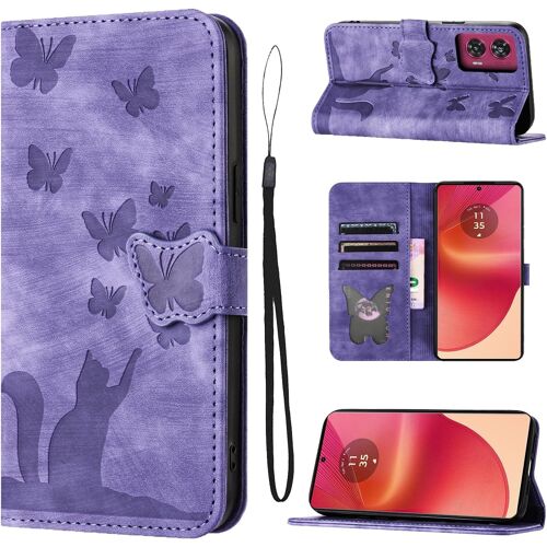 KAL-Housse Protection Pour Motorola Edge 50 Fusion 5G 6.7 Pouces Matériau En Cuir Pu Coque Edge 50 Fusion Avec Fentes Pour Cartes Coque Edge 50 Fusion Violet