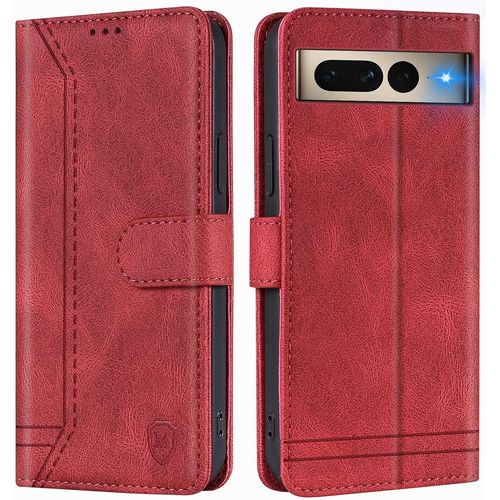 Kal-Coque Pour Google Pixel 8a Coque, Etui Protection Housse Premium En Cuir Pu,Pochette Fermeture Magnétique,Flip Case Compatible Avec Google Pixel 8a (Rouge)