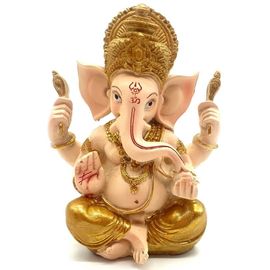 Statue résine Ganesh beige / doré 14cm