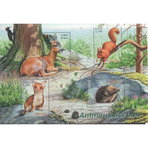 France Timbre Animaux Des Bois 2001